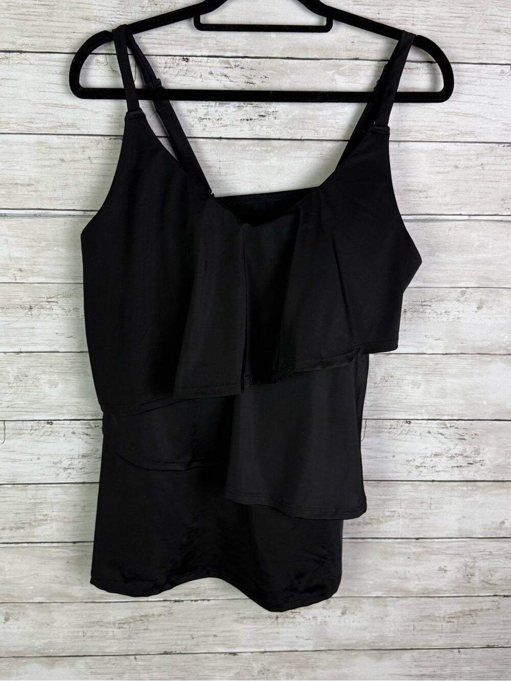 Lane Bryant Three-Tier Tankini Top Black Size 14